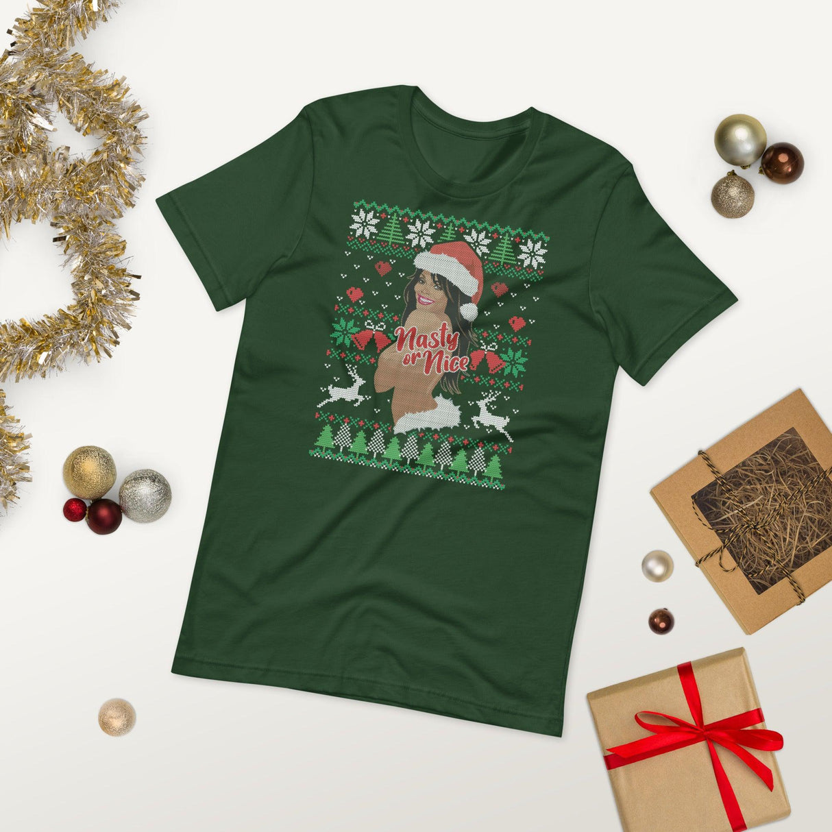 Nasty or Nice (Ugly Christmas)-T-Shirts-Swish Embassy