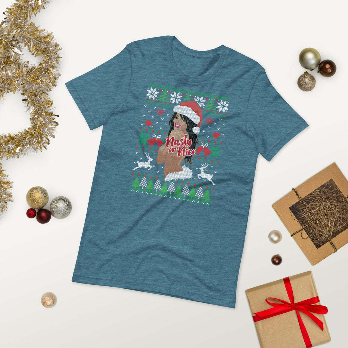 Nasty or Nice (Ugly Christmas)-T-Shirts-Swish Embassy