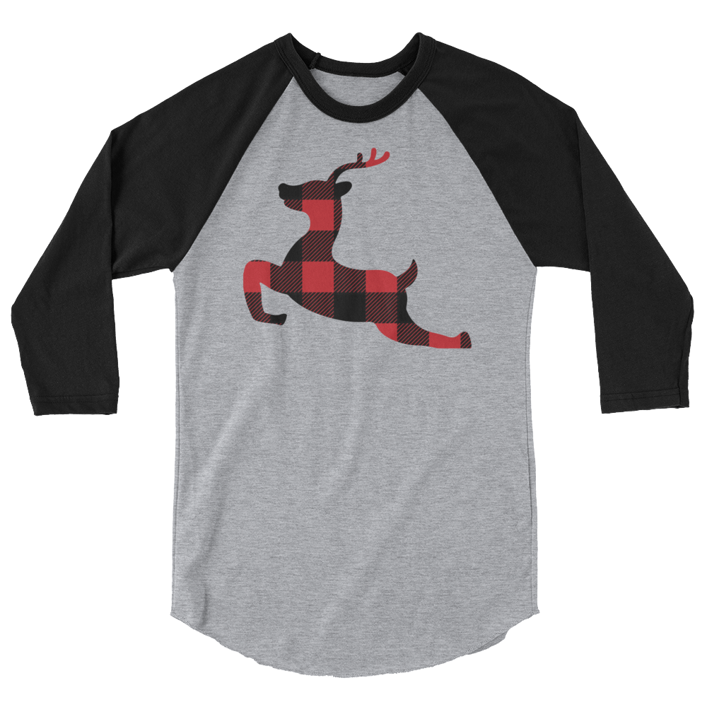 Plaid Reindeer (Raglan)-Raglan-Swish Embassy